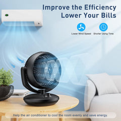 Air Circulator Desk Fan, 22 Db Quiet Fans Cooling for Bedrooms and Office, Efficient Cooling & Circulation, Powerful Airflow Table Oscillating Fan with 3 Speed, 90° Adjustable Tilt, 70° Wide-Angle