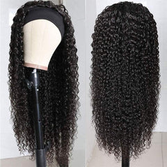 Headband Wig Human Hair Headband Half Wigs Human Hair 10A Brazilian Glueless Human Hair Wigs None Lace Front Wigs Deep Wave 150% Density Natural Color 20 Inch