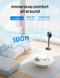 43 Inch Smart Standing Fan for Bedroom, 100Ft Strong Airflow Fan, DC Motor Silent Floor Fans, 120°+105° Oscillating Pedestal Fans with 12H Timer, 6 Modes, Wifi/Alexa/Remote Control