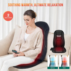 Heated Back Massager - 8 Vibration Nodes for Deep Tissue Relief, Perfect for Home & Office Use, Ideal Gift for Men & Women