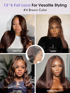 Chocolate Brown Body Wave Human Hair Wig for Black Women,13X6 HD Lace Front Wigs Human Hair Pre Plucked Natural Hairline,Brazilian Frontal Brown Glueless Colored Human Hair Wigs 20 Inch