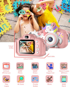Kids Camera, 1080P HD 2.0" Digital Camera for Kids with 32GB Card, Selfie Toy, Birthday Gifts Presents for Girls Ages 3-12