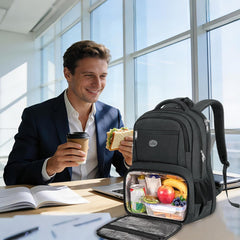 17 Inch Laptop Backpack with Lunch Compartment, TSA Large Travel Rucksack for Men Women with Laptop Compartment, Water Resistant Work Bag with Padded Straps for School Backpack, Black