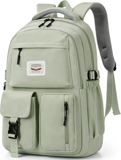 Lightweight School Backpack Womens, Cute School Bag for Teenager Girls, 15.6 Laptop Rucksack Backpack for School Casual Daypacks Travel Backpack for College Work Green 25L
