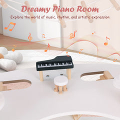 Multi-Layer Wooden Dollhouse Versatile Kids Playhouse Toy with 7-Room