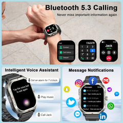 Men's Smart Watch with GPS - 2.06" HD Military Fitness Tracker, Call Function, Heart Rate & Sleep Monitor, 100+ Sports Modes, Waterproof for Android & iOS