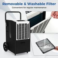 66 L/Day Industrial Dehumidifier with Pump for Basement Drying Clothes