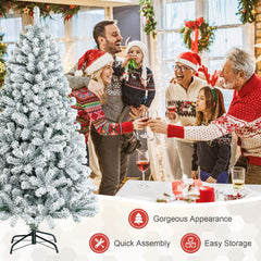 180 Cm Snow Flocked Artificial Christmas Tree with 600 Tips