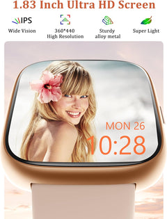 Smart Watch, Alexa Built-In, Answer/Make Calls 44Mm Smartwatch Women Men, 1.83'' Sports Watch IP68 Waterproof, Heart Rate Spo2 Sleep Stress Monitor, Step Counter Watch for Android & Ios Phone