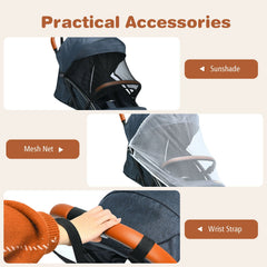Folding Pushchair with Adjustable Backrest and Footrest