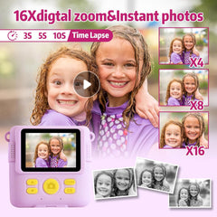 Kids Camera for Girls Boys, Instant Camera for Kids with Print Photo Paper,1080P HD Kids Digital Camera with 32GB SD Card Portable Toy Birthday Gifts for 3 4 5 6 7 8 9 10 Year Old Girl Boy
