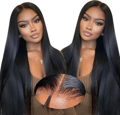18 Inch Straight Human Hair Wig for Black Women,9X6 Lace 200% Density Glueless Wigs Human Hair Pre Plucked Pre Cut,Wear and Go Glueless Wig Lace Front Brazilian Human Hair Wigs (46Cm)