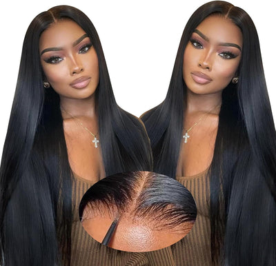18 Inch Straight Human Hair Wig for Black Women,9X6 Lace 200% Density Glueless Wigs Human Hair Pre Plucked Pre Cut,Wear and Go Glueless Wig Lace Front Brazilian Human Hair Wigs (46Cm)
