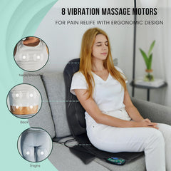 Heated Back Massager - 8 Vibration Nodes for Deep Tissue Relief, Perfect for Home & Office Use, Ideal Gift for Men & Women