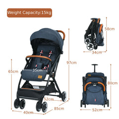Folding Pushchair with Adjustable Backrest and Footrest
