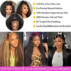 13X6 Deep Wave Human Hair Wig Pre Plucked Brazilian Virgin 200% Density Deep Lace Front Wigs Wet and Wavy with Baby Hair for Women 20 Inch