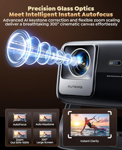 4K Projector with Google TV, 1200 ANSI Native 1080P 4K Decode Home Cinema Projector Smart Short Throw with 360 Stand, 30W Speaker, AI Auto Focus, 6D Keystone, HDR10 Projectors for Bedroom, Outdoor