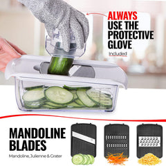 Vegetable Chopper Vegetable Cutter Mandoline Vegetable Slicer - Veggie Onion Salad Food Chopper Manual - Potato Chipper - Veg Chopper and Dicer - Kitchen Tools & Gadgets (7-In-1 Standard White)