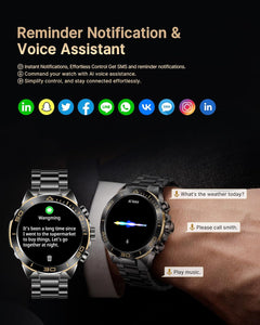 Smart Watch for Men Answer/Make Call for Android Iphone, 1.43" AMOLED HD Screen Mens Luxury Watch, 400Mah Heavy Duty Smartwatch Heart Rate Blood Oxygen Blood Pressure Sleep Monitor Pedometer, 2 Straps