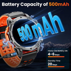 Military Smart Watch for Men, 1.52" HD Smart Watches with Heart Rate/Spo2/Sleep Monitor, 110+ Sports Modes Fitness Tracker, 500Mah Battery Led Flashlight Outdoor Smartwatch for Ios Android