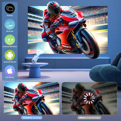 [Built-In Apps & 2026 Upgraded]  Mini Projector for Bedroom with Wifi and Bluetooth, Y4 Portable Projector Support 4K 1080P, Auto Keystone 180° Rotatable, Compatible with Hdmi/Usb/Pc/Phone