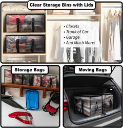 Large Moving Boxes & Storage Bags – Oversized Packing Bags with Backpack Straps, Zippers & Handles – Heavy-Duty for College Dorm, Christmas Decorations, 6 Pack