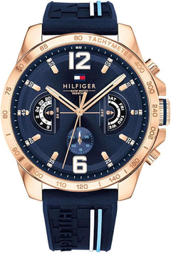 Analogue Multifunction Quartz Watch for Men with Silicone, Stainless Steel or Leather Bracelet, Day & Date Sub-Dials, 5ATM Water Resistant