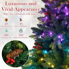 Artificial Christmas Tree Hinged Xmas Tree with Branch Tipsa and Natural Pine Cones