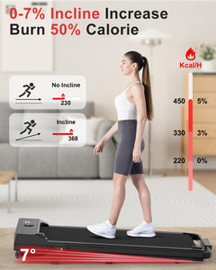 Folding Treadmill with Incline,Walking Pad 2.5HP under Desk Treadmills for Home,1-8Km/H Speed Range,Led Display & Remote Control,No Assembly