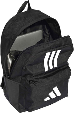 Adidas Unisex Classic Three Stripes Back to School Backpack, Black/White, One Size