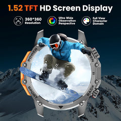 Military Smart Watch for Men, 1.52" HD Smart Watches with Heart Rate/Spo2/Sleep Monitor, 110+ Sports Modes Fitness Tracker, 500Mah Battery Led Flashlight Outdoor Smartwatch for Ios Android