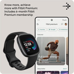 Versa 4 Smartwatch - GPS, 6-Day Battery Life, Compatible with iOS & Android, Black/Graphite Aluminium