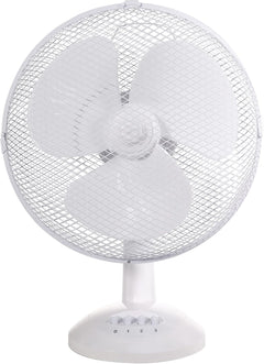 12" Inch, Lightweight, Portable Desk Fan, 3 Speeds, Wide-Angled Oscillation, Powerful Airflow, Quiet Operation, Perfect for Bedroom or Office, White - RHPDF1221