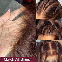 Chocolate Brown Body Wave Human Hair Wig for Black Women,13X6 HD Lace Front Wigs Human Hair Pre Plucked Natural Hairline,Brazilian Frontal Brown Glueless Colored Human Hair Wigs 20 Inch