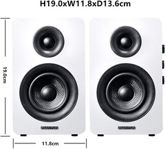 SW208 3" Active Bluetooth 5.0 Bookshelf Speakers - 60W Power, 24Bit DAC, Dynamic 3D Surround Sound - Perfect for Gaming & PC (White, Pair)