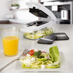 Vegetable Chopper Vegetable Cutter Mandoline Vegetable Slicer - Veggie Onion Salad Food Chopper Manual - Potato Chipper - Veg Chopper and Dicer - Kitchen Tools & Gadgets (7-In-1 Standard White)