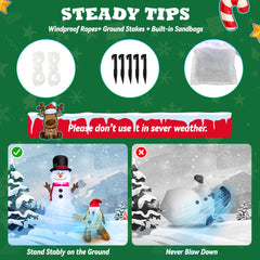 180 Cm Tall Inflatable Snowman and Dog Set with Built-In LED Lights