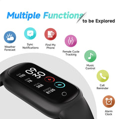 Fitness Tracker Watch with Heart Rate/Sleep Tracker Step Counter Pedometer, Activity Tracker with IP68 Waterproof, Smart Watch for Women Men with 14 Sports Compatible Android Ios, Black