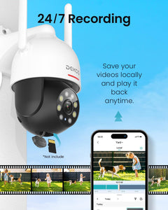 2K Security Camera Outdoor with Motion Tracking, Pan-Tilt 360° View, CCTV Camera, Sound-Lights Alarm, Home Wifi Camera, Color Night Vision (1-Pack)