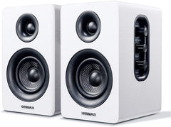 SW208 3" Active Bluetooth 5.0 Bookshelf Speakers - 60W Power, 24Bit DAC, Dynamic 3D Surround Sound - Perfect for Gaming & PC (White, Pair)