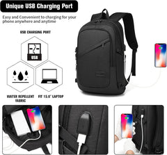 Laptop Backpack, 15.6 Inch Laptop Bag with USB Charging Port, Water Resistant Rucksack for Men Women Work Business College School Travel