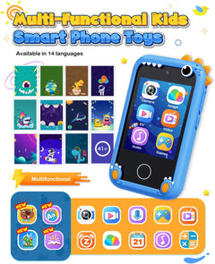 Kids Smart Phone for Boys Ages 3-8, Dinosaur Phones Toys with Dual Camera, Toddler Touchscreen Phone Educational Toys for Kids, Christmas Birthday Gifts for 3 4 5 6 7 8 9 10 Year Old Boys