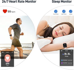 All-in-One Smart Watch & Fitness Tracker - 1.69" Touch Screen, Heart Rate & Sleep Monitor, IP68 Waterproof, Perfect for Men & Women, Compatible with iOS & Android