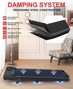 Folding Treadmill with Incline,Walking Pad 2.5HP under Desk Treadmills for Home,1-8Km/H Speed Range,Led Display & Remote Control,No Assembly