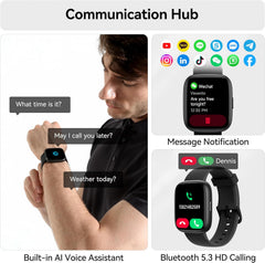 Revolutionary Smart Watch with Alexa, 1.83" HD Display, Bluetooth Calling, Heart Rate & Sleep Monitor, 110+ Sports Modes, IP68 Waterproof Fitness Tracker for Android & iOS