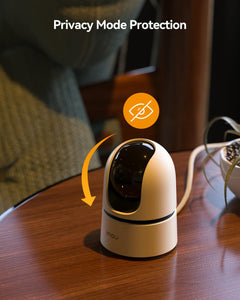 Dual-Lens 2K+2K Indoor Security Camera, House Security Camera 360°Full Coverage, Pet Baby Camera with APP, Color Night Vision, Human/Pet/Sound/Motion Detection, Siren Spotlight, 2.4Ghz Only