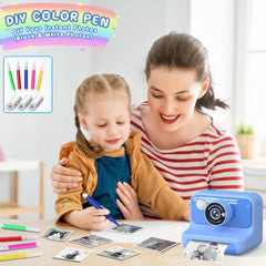 Kids Camera Instant Print, 2.4'' Instant Camera for Kids, 1080P Children Cameras with 32GB Card & 3 Rolls Photo Paper, Christmas Birthday Gifts Toys for Girls & Boys Aged 3-12 -Blue