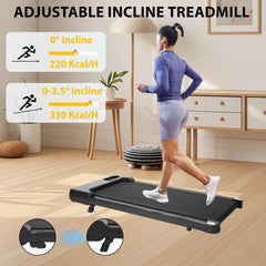 Under Desk Treadmill with Incline Remote Control 4 in 1 Walking Running Pad Machine Adjustable Speeds LED Display for Home or Office B1S
