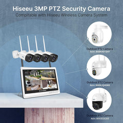 【5MP+3TB Hard Drive】 Wireless Security Camera System with 12"Monitor Wireless CCTV System 10CH Nvr,4X5Megapixel Outdoor Wifi IP Camera with 2-Way Audio Night Vision Remote View Instant Alert