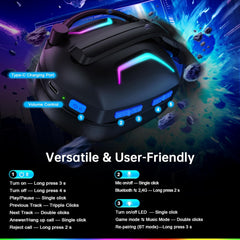 FC300 Wireless Gaming Headset - Immersive 3D Stereo Sound, 50Hr Battery Life, Bluetooth & 2.4GHz USB Compatible for PS5, PS4, PC, Switch & Mobile - Stylish Blue Design